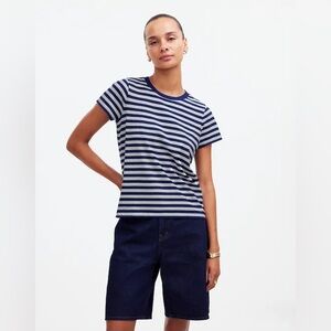 NWT MADEWELL Northside Vintage T Shirt Tee in Navy Blue Cobalt Stripe Size XS